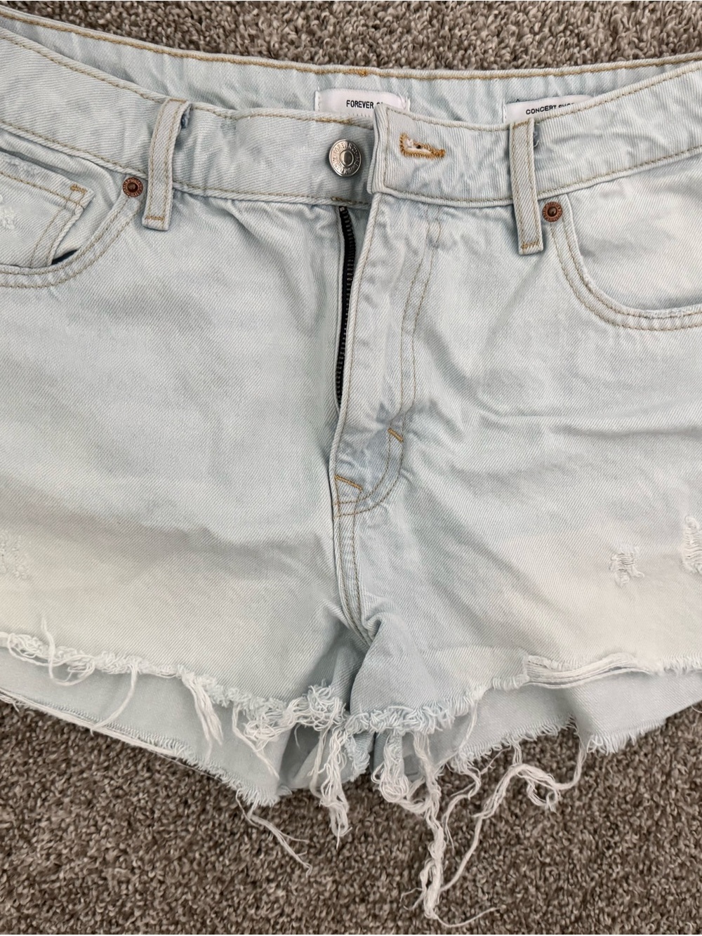 Forever 21 Pale Blue Distressed Denim Cutoff Shorts